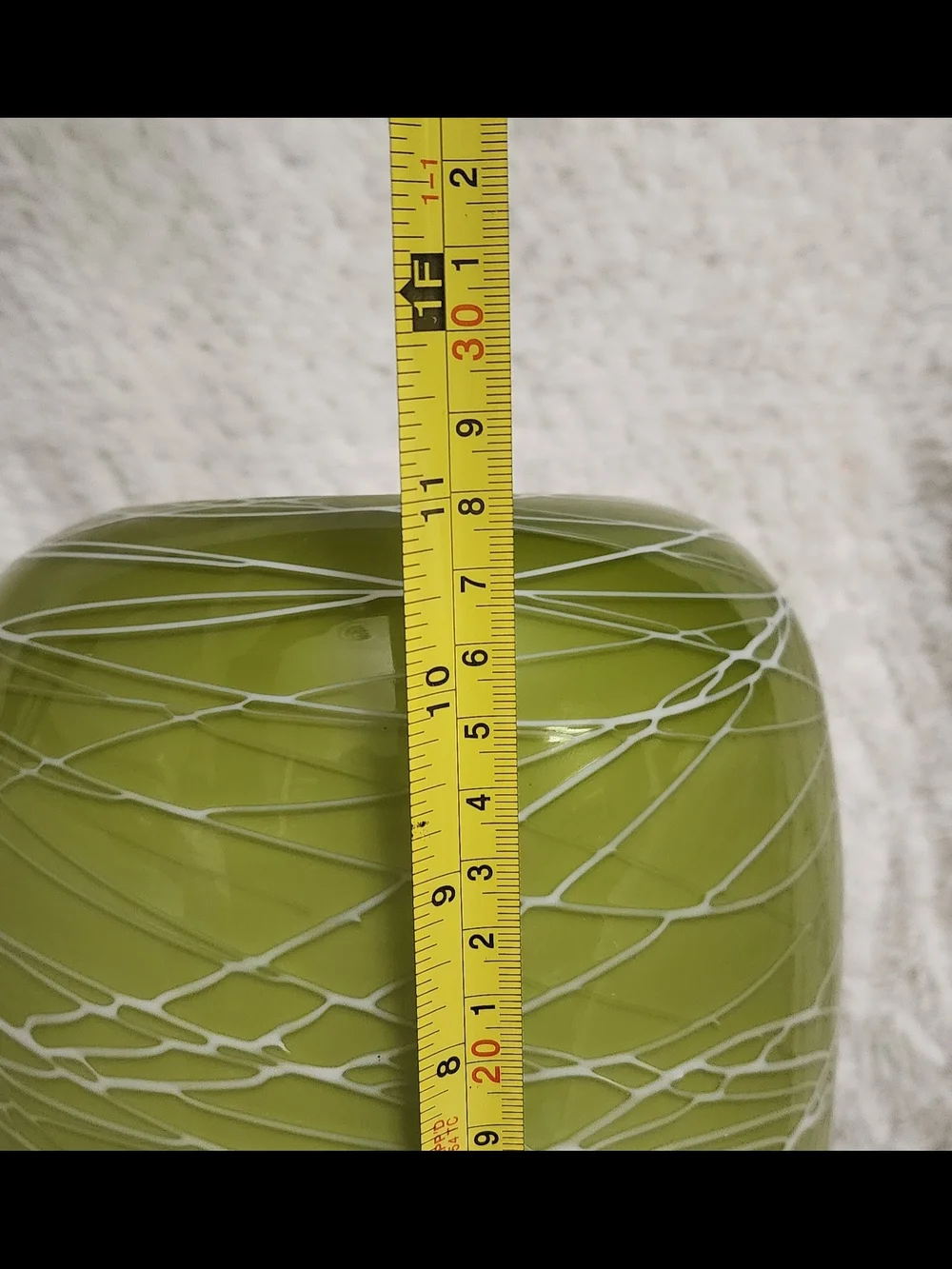 Murano-Style Blown Glass Vase – Lime Green/Chartreuse with White Threads